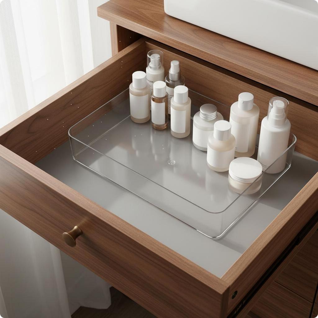 Cosmetic Storage Box Compartmentalized Clear Acrylic Organizer Easy to Clean Makeup Bin