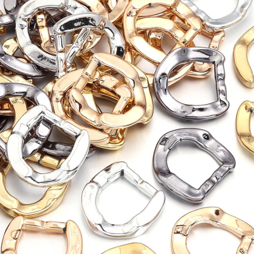 10pcs/bag Plated Acrylic Chain Tail Buckle Link Chain Connector For Jewelry Making Components Woman Handbag Parts Accessories