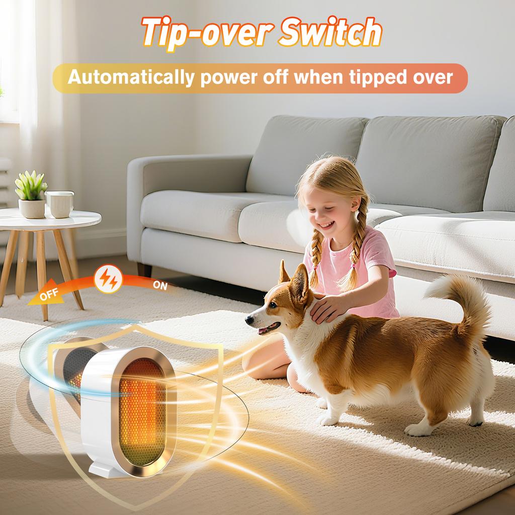 Portable Electric Heater Fast Heating Overheat Tip-Over Protection Desktop Hand Warmer Warm Air Blower Mini Fan Heater
