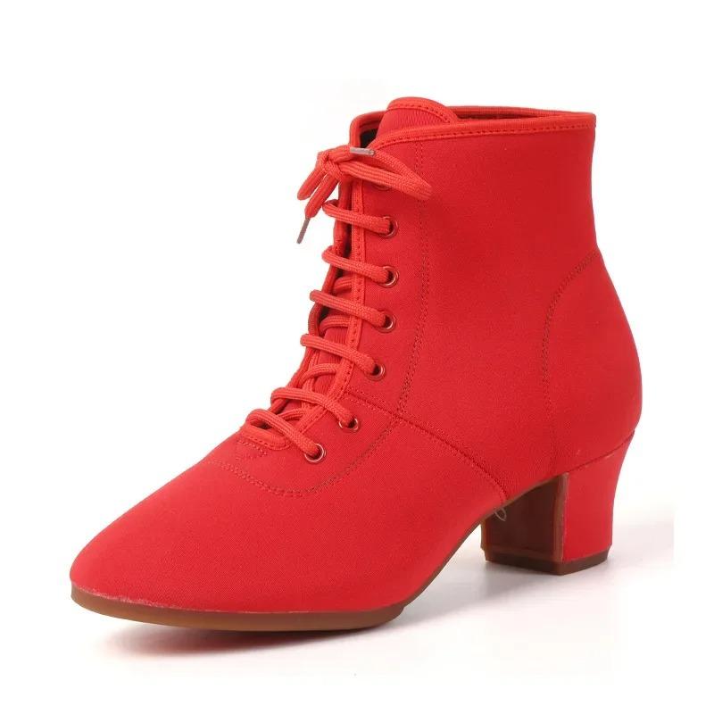 

Women Latin Ballroom Shoes Tango Jazz Salsa Dancing High Heels Training Shoe Girls Modern Social Dance Sneakers Boots 41EU/CN42 червоний