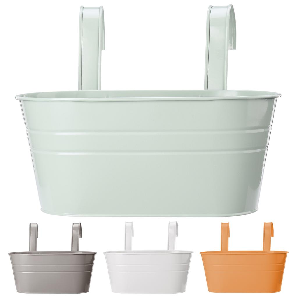 2PCS Hanging Flower Pots Metal Iron Railing Fence Planter Box with Hooks for Outdoor Fence Patio Deck