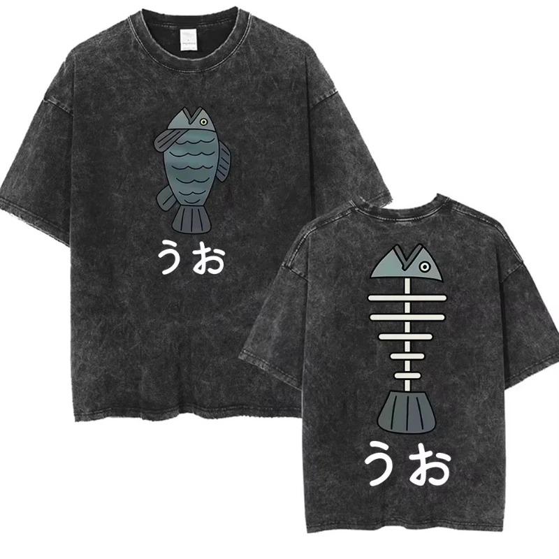 Anime Dandadan Okarun Dan Da Dan Graphic Vintage Washed T Shirts Unisex Women Clothing Fashion Oversized Short Sleeve Tshirts Tops