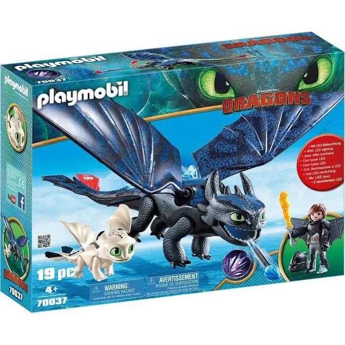PLAYMOBIL - Dragons 3 - Krokmou Et Harold Avec Bébé Dragon - Figurine Avec Combinaison De Vol Pour Harold