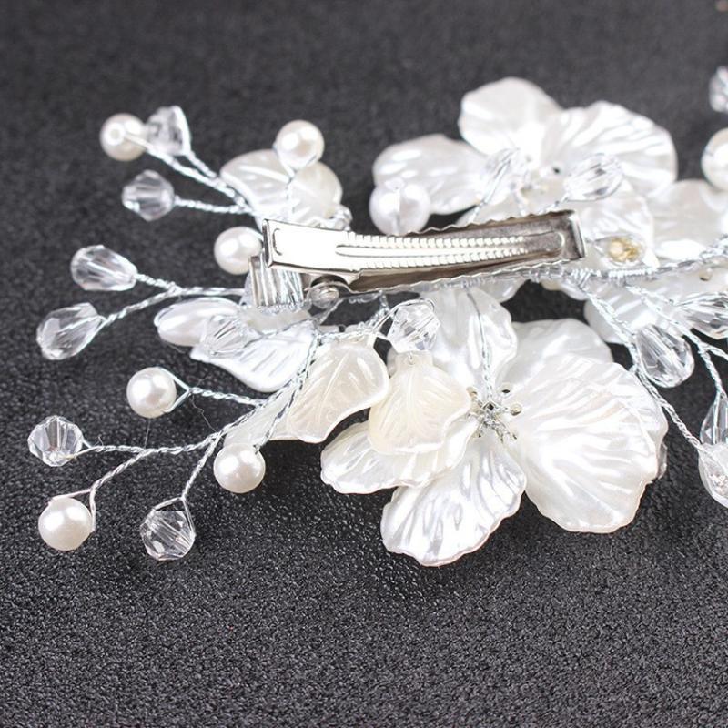 Pearl Rhinestone Flower Wedding Hair Clip Hair Accessories For Women Beaded Hairpin Hair Ornaments Jewelry Bridal Headpiece