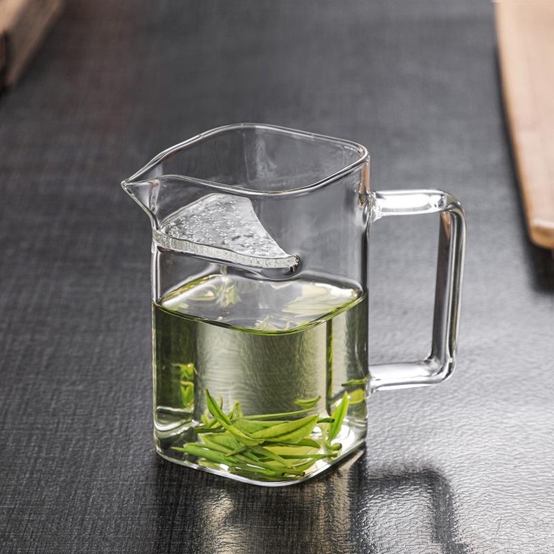 Thickened glass fair cup green tea brewer teapot heat-resistant square crescent moon filter tea leak integrated tea separator