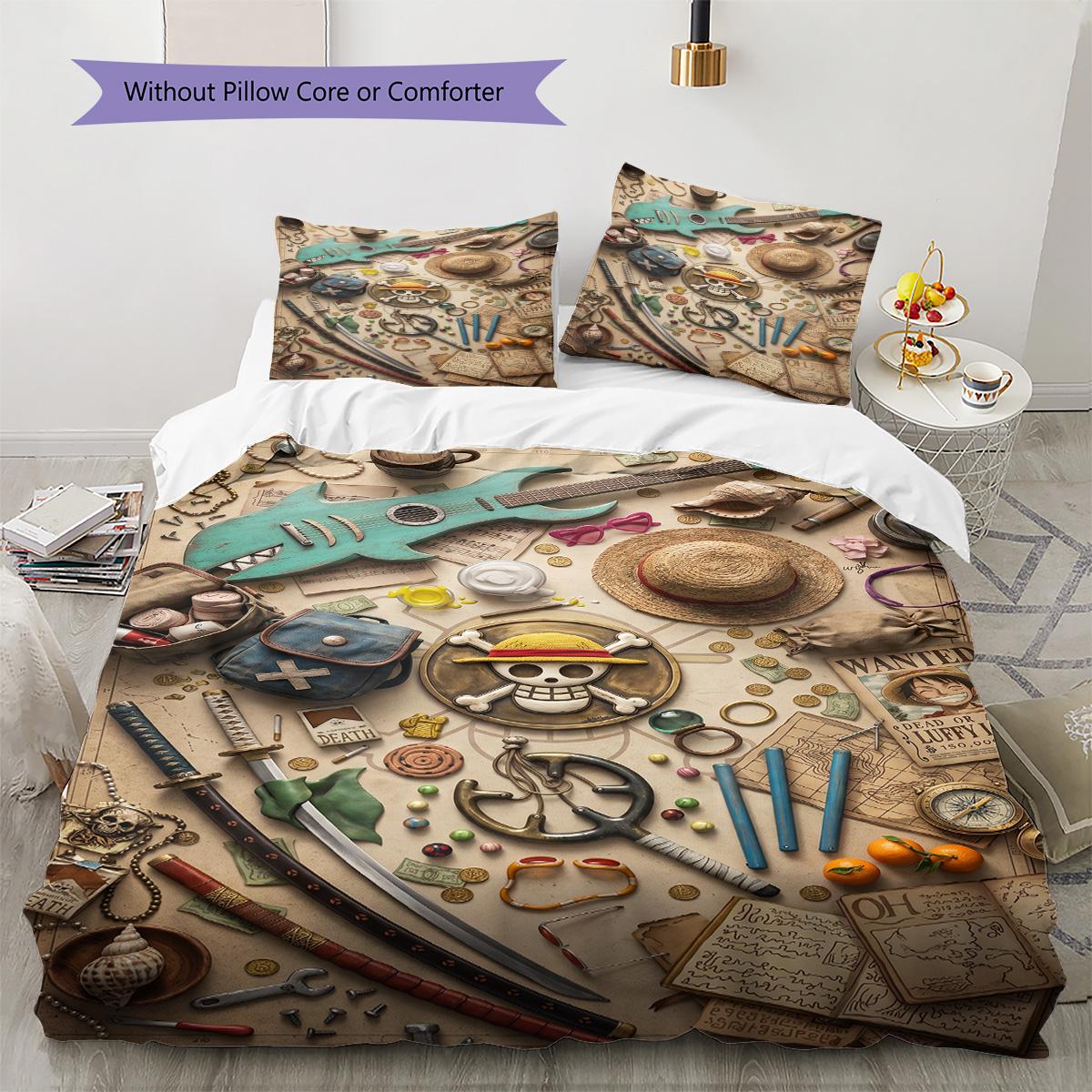 

One Piece Pattern Bedding Pillowcase & Duvet Cover Set Home Decoration Birthday Gift Printed (1 * duvet cover + 2 * pillowcase, without core) 135x200cm