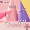 BAMOER 925 Sterling Silver Rainbow Heart Hoop Earrings Cute Dainty Candy Jewelry for Women Girls