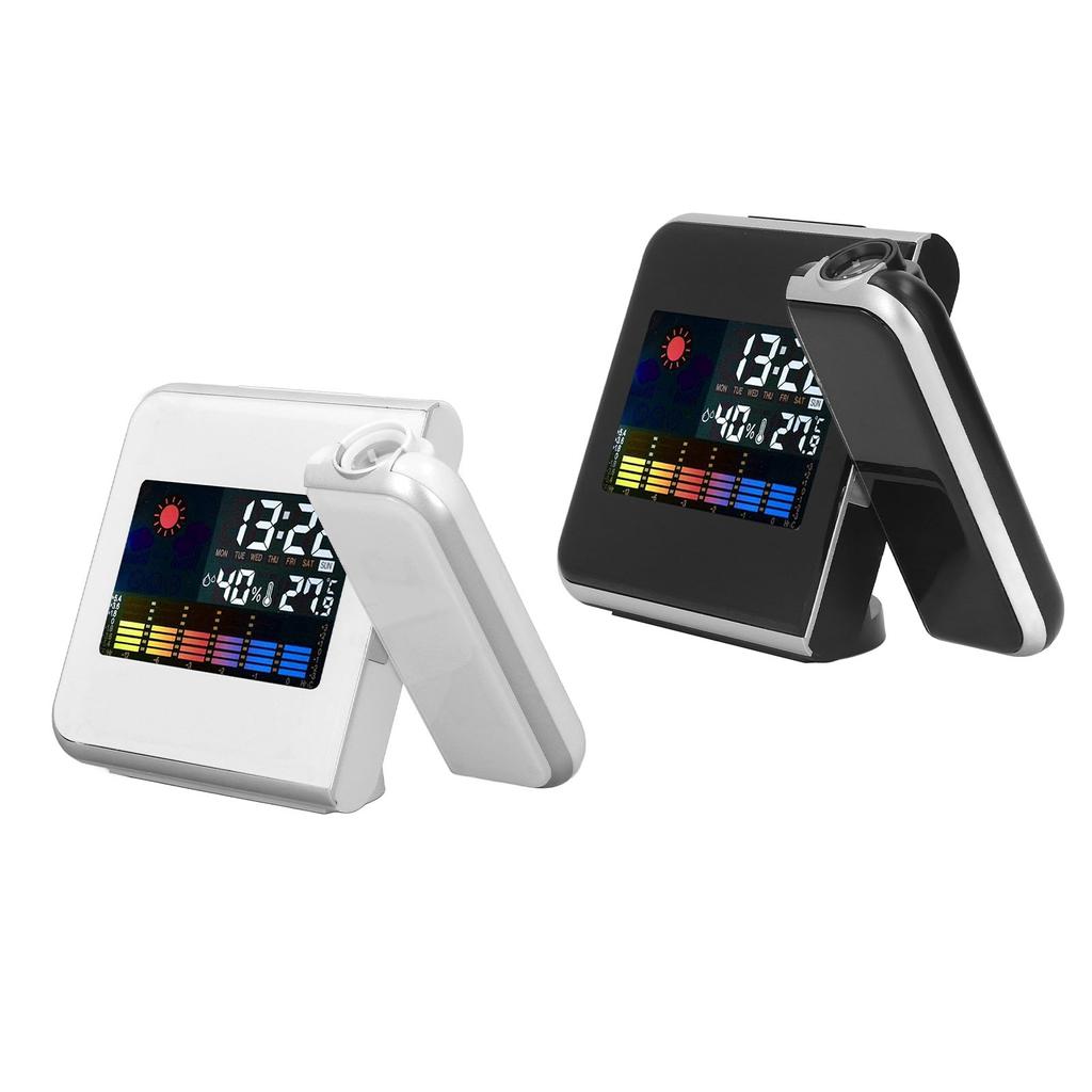 Weather Station Clock Temperature Humidity LCD Color Display LED Backlight Snooze Function Projectio