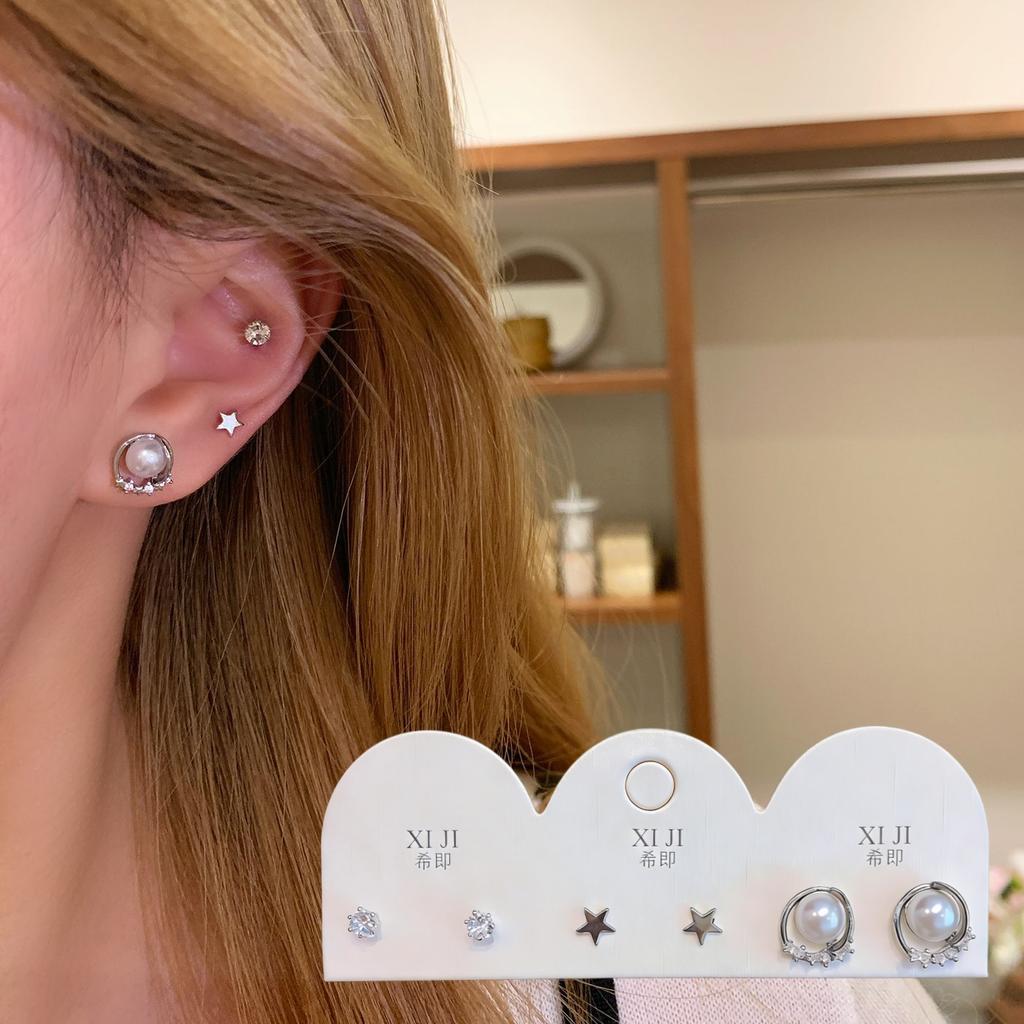 6Pcs/Set Metal Circle Drop Small Earrings For Women Trend Pendant Piercing Earrings Daily Light Luxury Jewelry Gifts