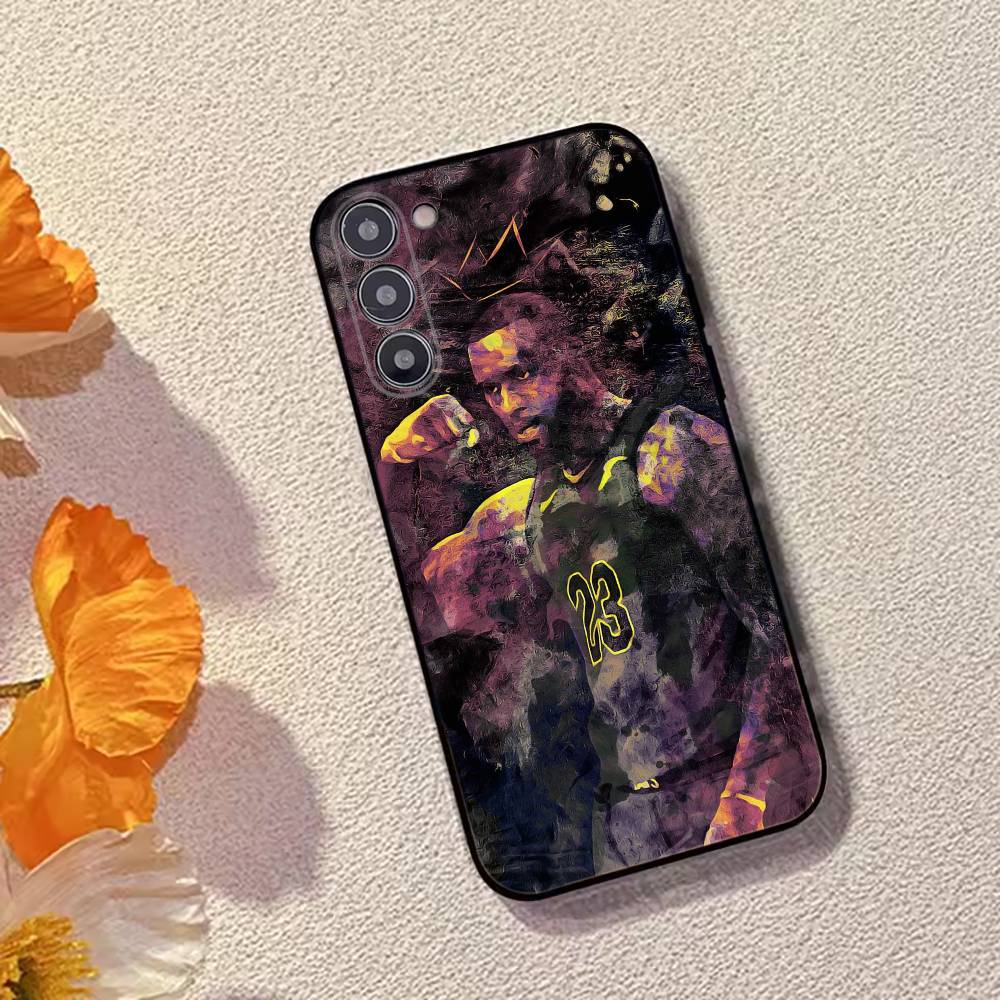 Basketball Superstar LeBron James Phone Case Black Silicone Soft For Samsung Galaxy A73,A72,A71,A70,A53,A52,A51