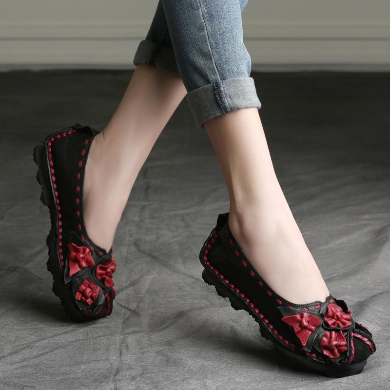 Fashion 2CM Native Flats Shoes Women Mixed Color Soft Soled Loafer Ethnic Moccasins Natural Cow Genuine Leather Big Size Comfy