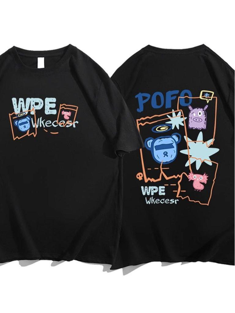 American Retro Plus Size Women's Loose Cotton T-Shirt - Short Sleeve, Petite Fit, Summer Style