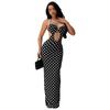 European and American Women's Clothing Autumn New Polka Dot Printing Sleeveless Neck Hollow Large Backless Strap Dress