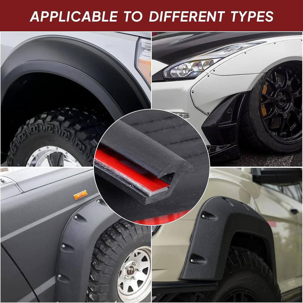 Car Fender Flares Edge Trim Fender Flare Rubber Seal Strip 2m 3m EPDM Rubber Seal For Automotive and Truck Wheel Wells