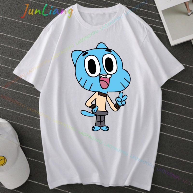Gumball Und Darwin Cartoon Animation Unisex T-Shirt Y2k Kleidung Kurzarm T-Shirt Lustig