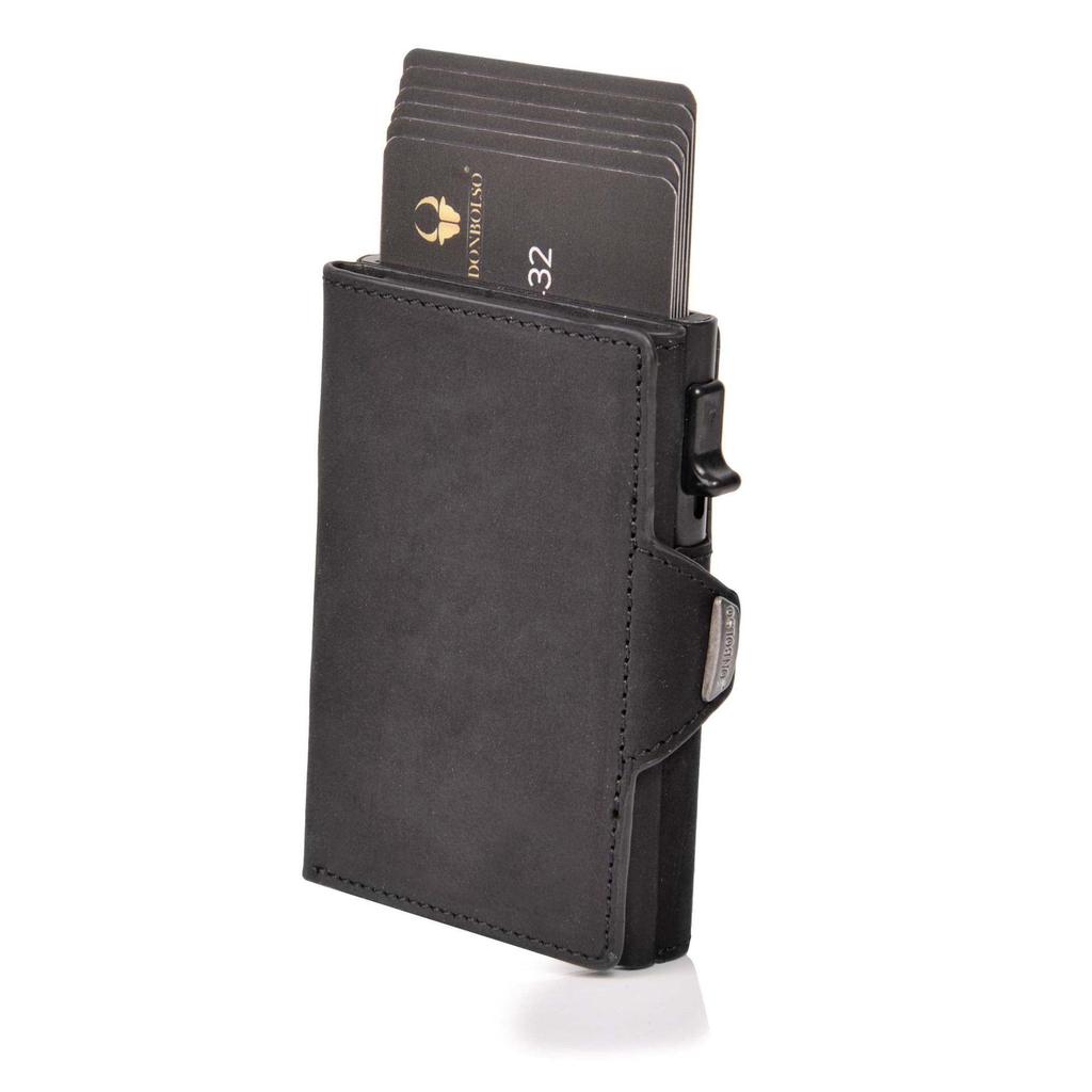 RFID Men's Top Layer Cowhide Short Wallet - Multifunctional Crazy Horse Leather Card Holder