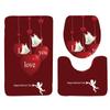Rose Petal Series Printed Toilet Floor Mat Three-piece Bathroom Slip Carpet Set