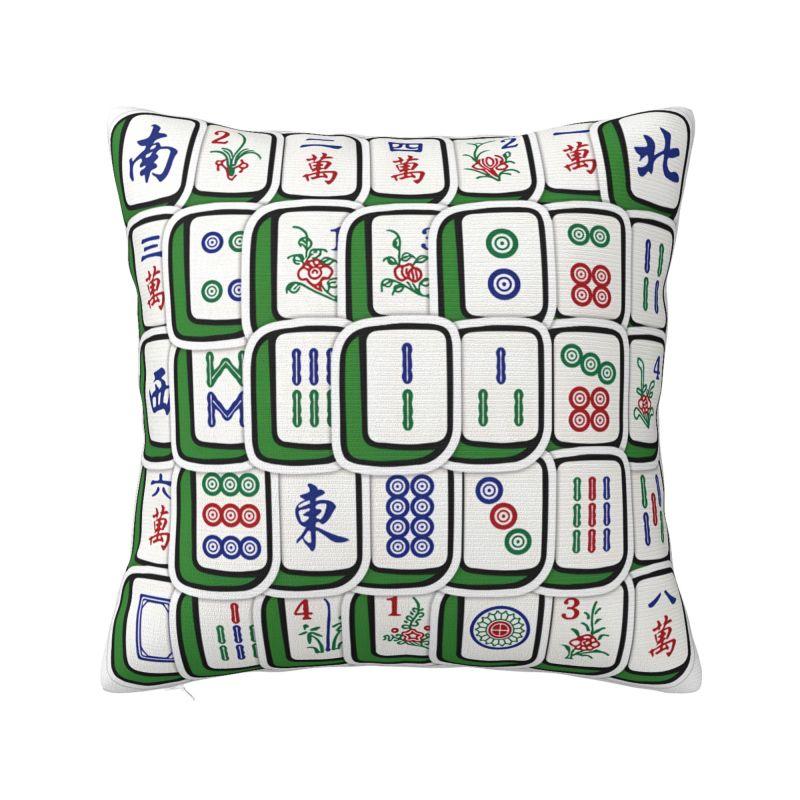 Mahjong Tile Pattern Cushion Cover X Cm Polyester Velvet Throw Pillow Case For Sofa Car Seat Decoration Bedding Pillowcase