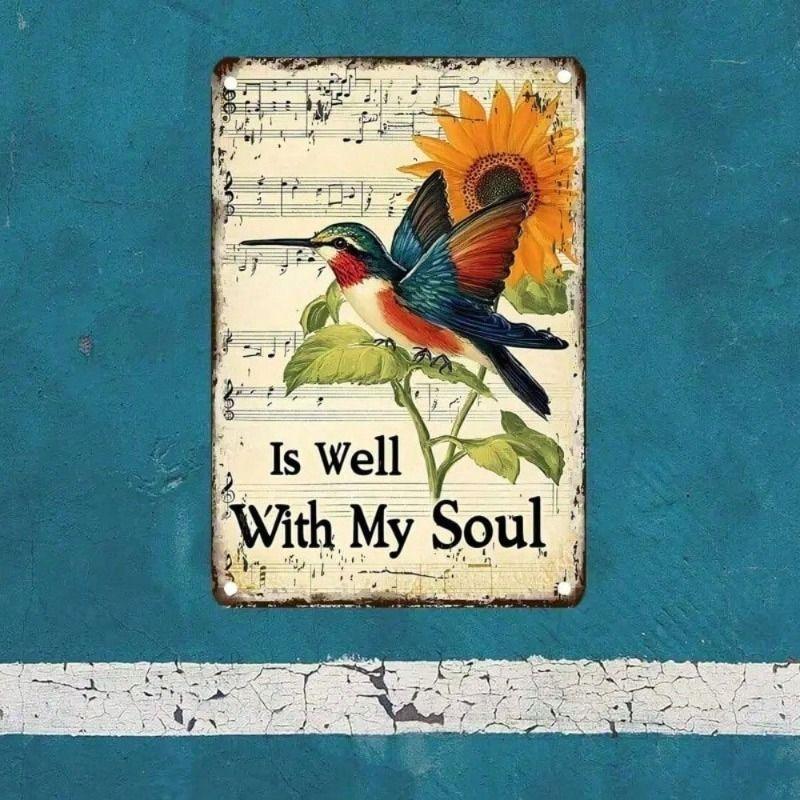

Metal Poster Hummingbird Sunflower 2D Wall Art Garden Decor