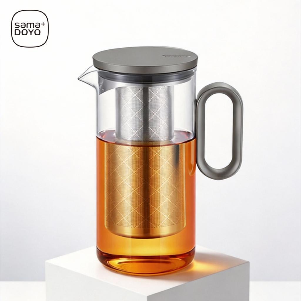 Samadoyo-Heat-resistant Glass Tea Pot, Aluminum Alloy Cup Lid, Modern Tea Pot with Filter Screen, Tea Pot, Boiling Pot Set