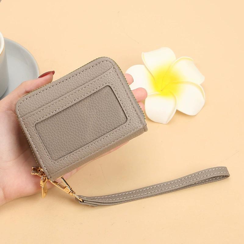 Rfid Card Holder Double Zipper Women Wallet Pu Leather Organ Card Bag Purse Large Capacity Multi-Solt Bank Card Cover Business Card Clip With Window