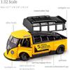 1/32 Scale Bus Transporter Model Car with Surfboards Convertible Camping Van, Zinc Alloy Pull Back Toy Car with Sound and Light for Kids Gift