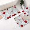 1/4pcs Red and White Love Hearts Shower Curtain Set Valentine Day Gift Waterproof Fabric Bath Curtain with 12 Hooks Non Slip Rug and Toilet Cover