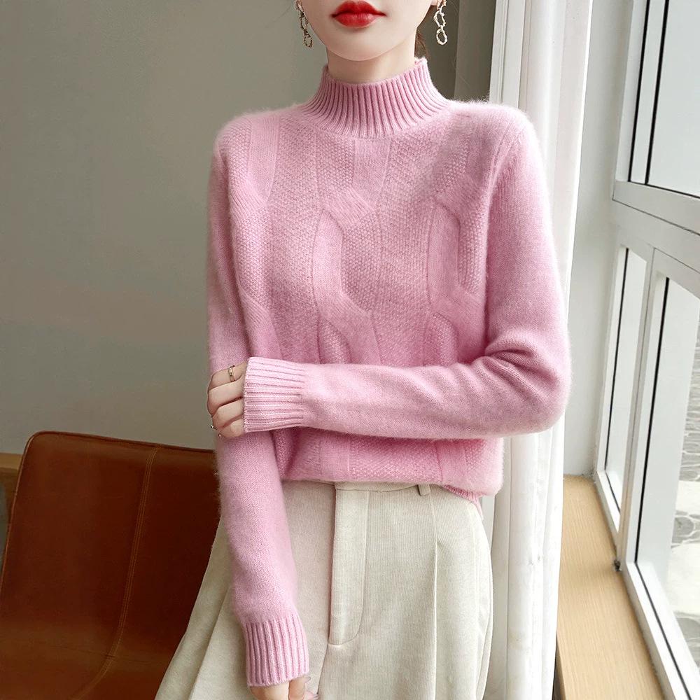 Three-Dimensional Cable Knit Pure Wool Sweater – Autumn/Winter Essential for Warmth & Style