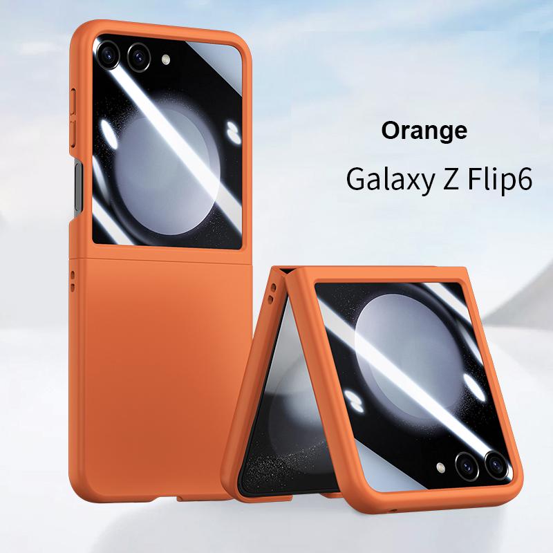 Etui Skin Feel do Samsung Galaxy Z Flip 6 5 5G Flip5 Flip6 Mały ekran z folią zabezpieczającą 2-częściowy zestaw Pokrowiec odporny na wstrząsy