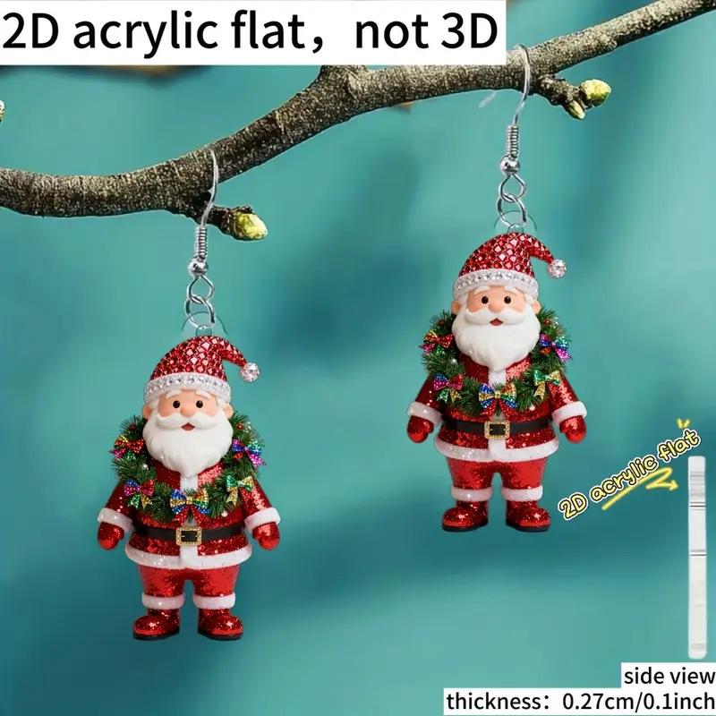 Cross-border hot-selling Santa earrings flat acrylic Christmas ornaments cartoon character earrings ornaments