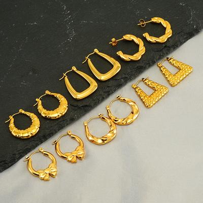 Boucles d'oreilles créoles torsadées vintage en acier inoxydable pour femmes, boucle d'oreille design de niche tendance, bijou cadeau