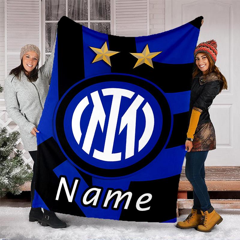 Personalized Custom Name Blanket - Inter Milan Print Design,Blanket for Sofa,Bed,Travel,Camping - Soft and Warm, Great Gift