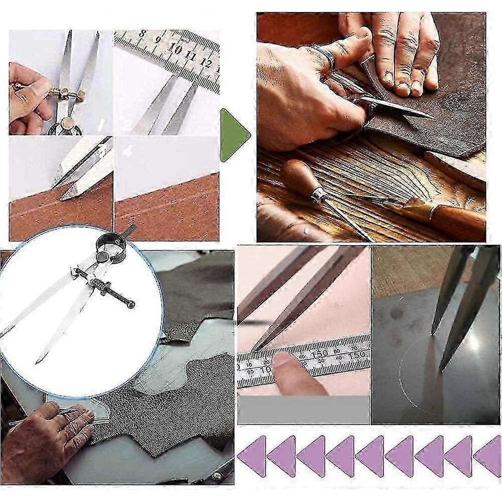 Leather Drypoint Compass Spring Divider Rotating Scratch Craft Tool, Adjustable Leathercraft Compass Diy Sewing Tools 100Mm, Wing Divider - RIpj