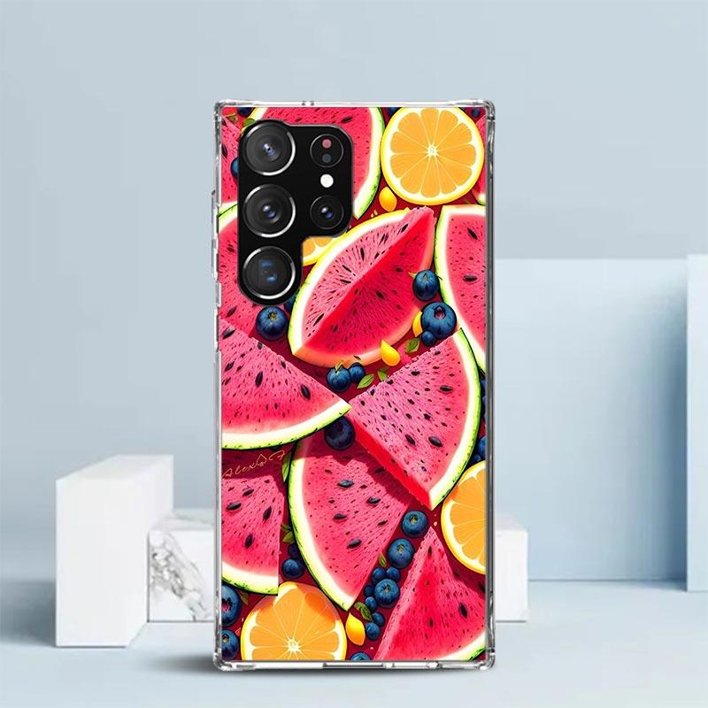 Watermelon Summer Fruit Phone Case For Samsung Galaxy S24 S25 Edge S26 Ultra S22 S23 Plus S21 + S20 FE Soft TPU Back Cover Galax