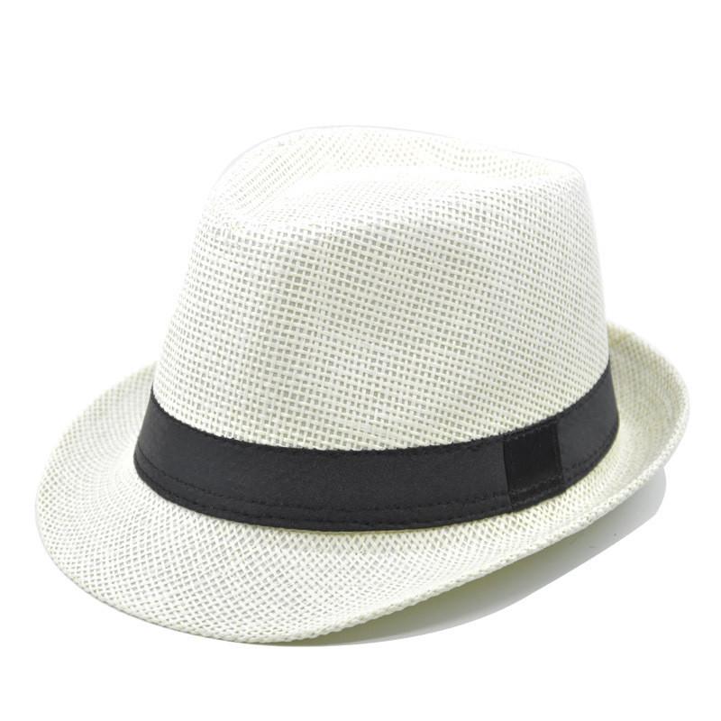 Hat Vintage Sunshade Hollowedout Gentleman Straw Hat With Rolled Edge Jazz Belt