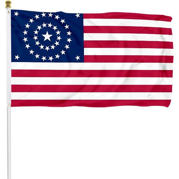 Fyon US 38 Star Flag Concentric Circles Flag Indoor and outdoor banner (3x5ft) 8x12inch