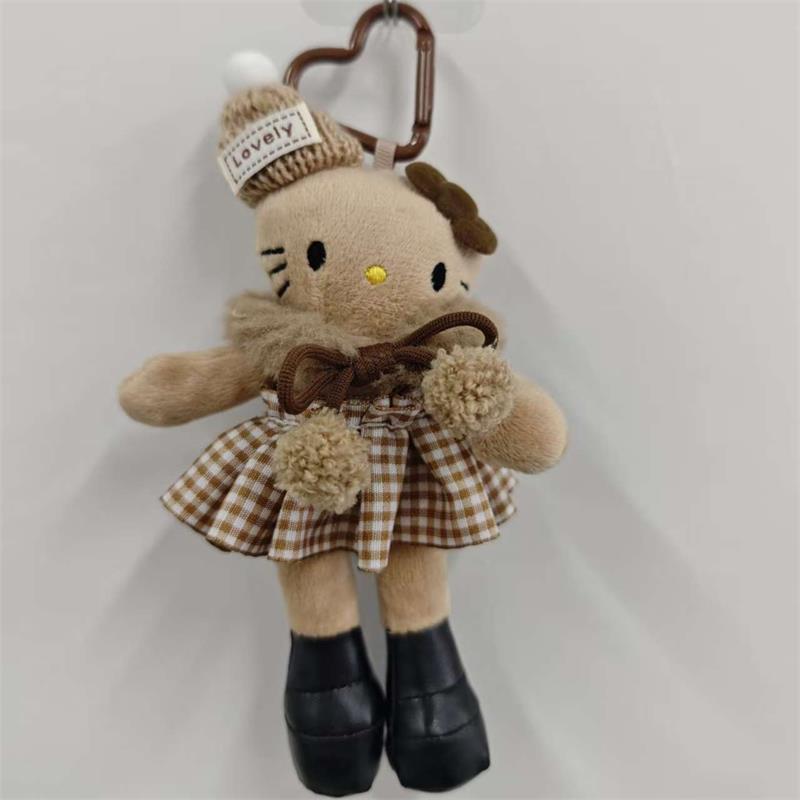 Sanrio Cute Long Legs Hello Kitty Plush Doll Toy Love Buckle Keychain Pendant Kt Cat Bag Hanging Backpack Charm Girly Heart Gift