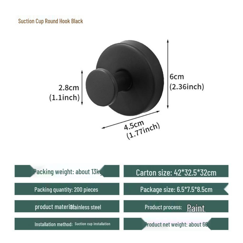 Traceless Stainless Steel Suction Cup Hook for Bathrooms & Kitchens