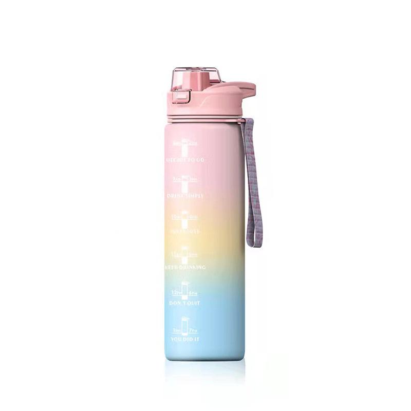 Water Bottle Hot Summer 1L Large Capacity Plastic Cup Gradual Change Matte Sports Water Cup Female and Male Students Portable Space Cup