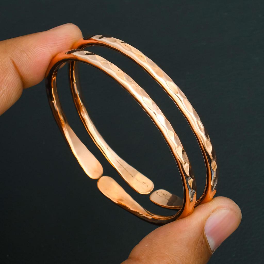 Handmade Hammered Copper Cuff Bangle for Women  Adjustable Open Bangle Bracelet Boho Tribal Style Jewelry  Gift for Her