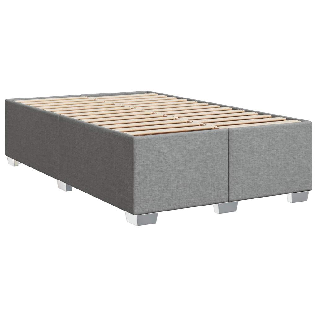 Box Spring Bed with Mattress Light Grey 120 x 200 cm Fabric