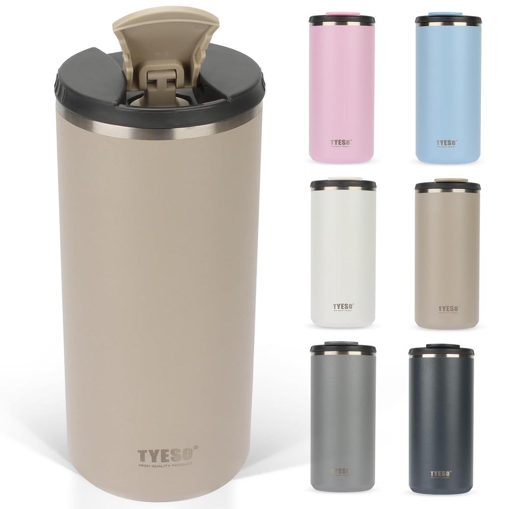 TYESO Tumbler with Lid, Leak-Proof, Vacuum Insulated, Large Capacity, Stainless Steel Thermos, Water Bottle, Coffee Cup, Direct Drinking, Portable,