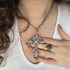 Cross Necklace Silver Color With Crystals Gothic Crucifix Symbol Unisex Jewelry