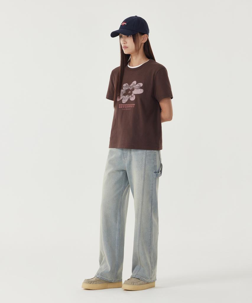 COVERNAT WOMAN Clover Graphic Short Sleeve T-Shirt Off White