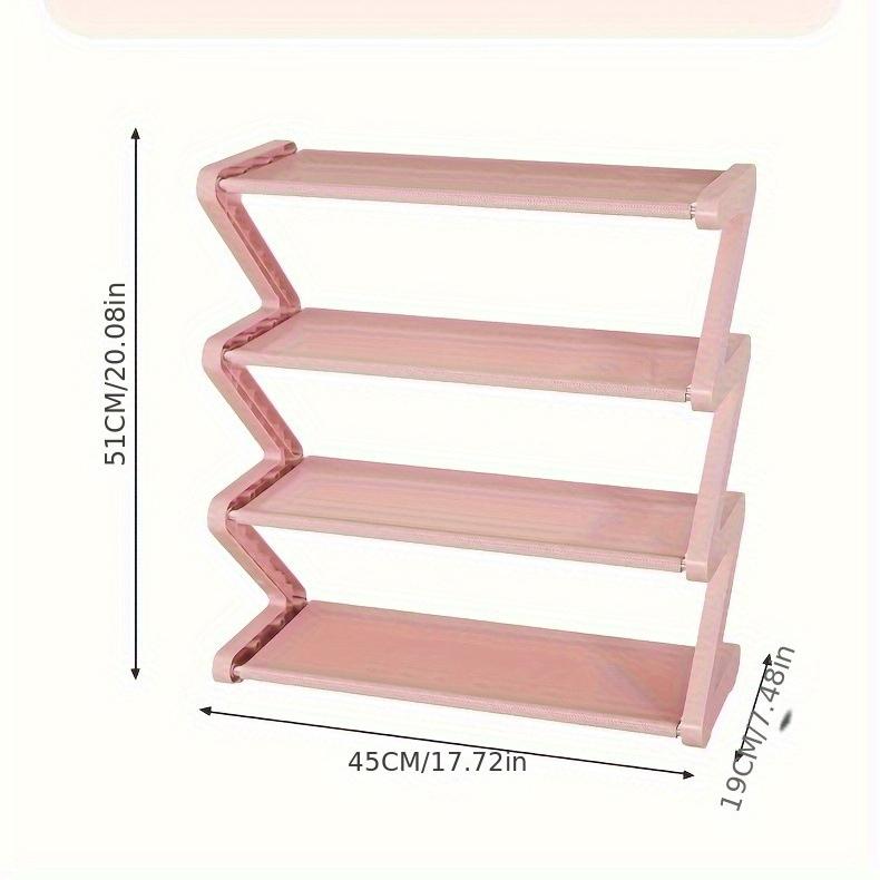 Z-tvarovaný stohovateľný organizér na topánky s kovovým rámom a plastovými policami, montáž bez náradia, nosnosť 8,82 libry, priestorovo úsporné podlahové úložisko