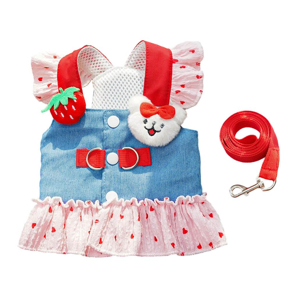 Girl Cats T-shirt Costume Apparel Beach Dress Beach Strawberry Vest for Puppy Dog and Cats Strawberry Dress
