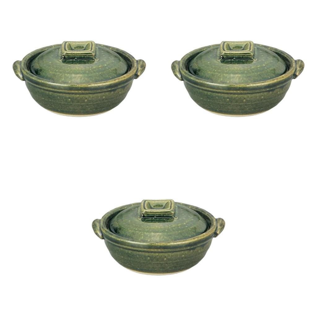 Set of 3 Oribe 4 Pots x x Earthenware Banko Direct Setomonohonpo No. [14cm 12.5cm 7cm] Single-Serving Pot, Ware, Fire,