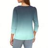 Moda Feminina Casual Camisa Estampada Manga 3/4 Tops Femininos Decote V