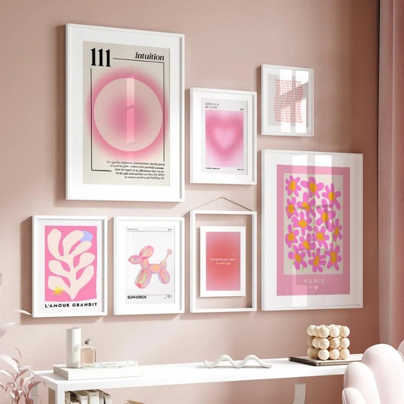 Rosa Engelszahl Poster und Drucke Blume Maket Ausstellungsgalerie Wandkunst Leinwandmalerei Bilder für Wohnzimmerdekor