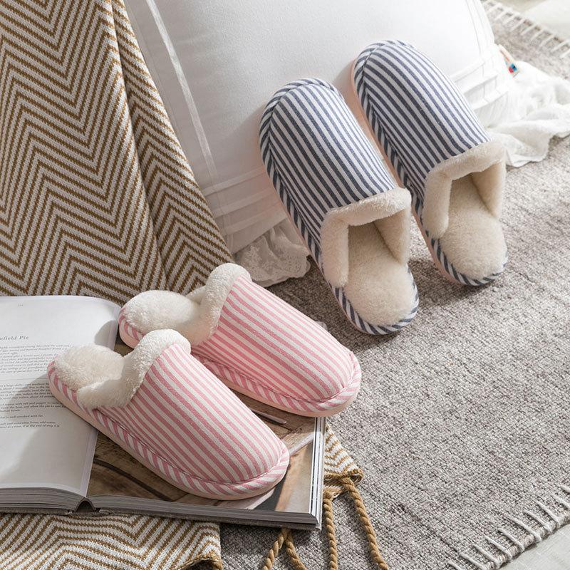 Cotton slippers women's spring and autumn winter indoor home use non-slip home winter warm men's plush customization